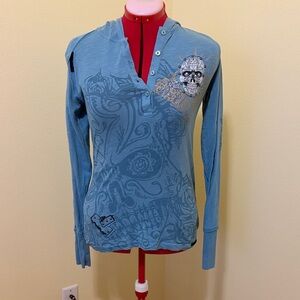 Rebel Spirit Teal Graphic Long Sleeve Top